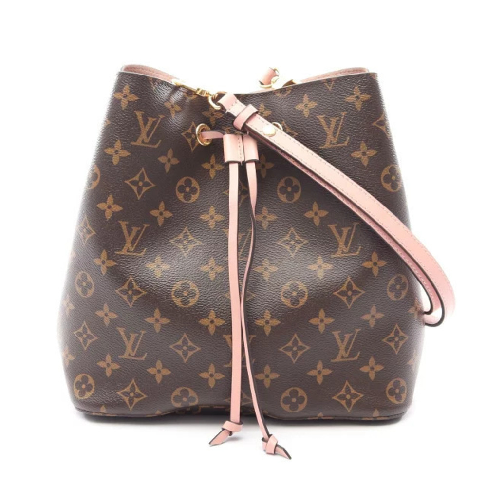 Louis Vuitton Neo Noe Shoulder Bag Canvas Leather Monogram Brown Pink